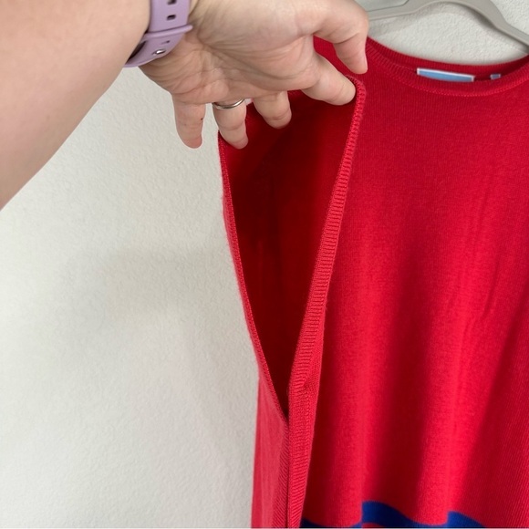 Draper James Red Blue Wool Blend Poncho Cape One Size - Picture 3 of 7